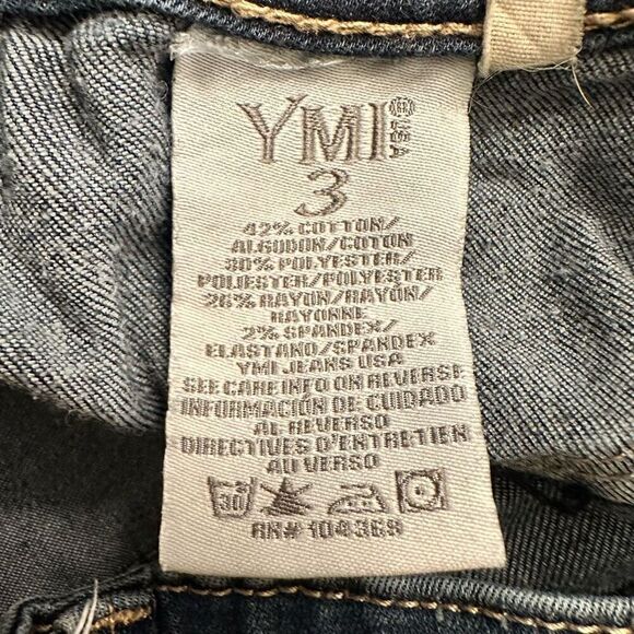 YMI Zip Fly Mid Rise Stretch Denim Jeans Dark Wash Blue Size 3 - Picture 4 of 4